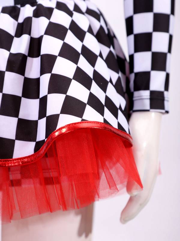 Kids Girls Long Sleeve Sequin Racer Racing Driver Halloween Dress thumb