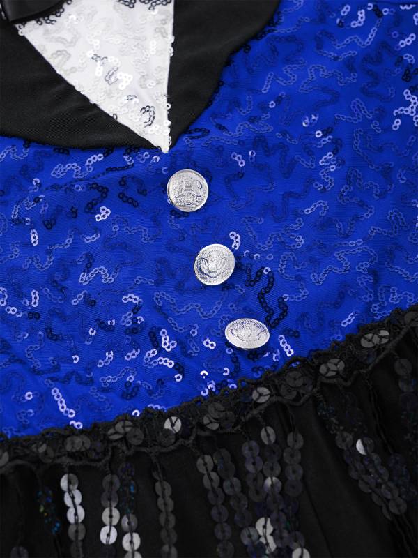 Kids Girls Sleeveless Sequin Tassel One-Piece Jazz Dance Leotard thumb