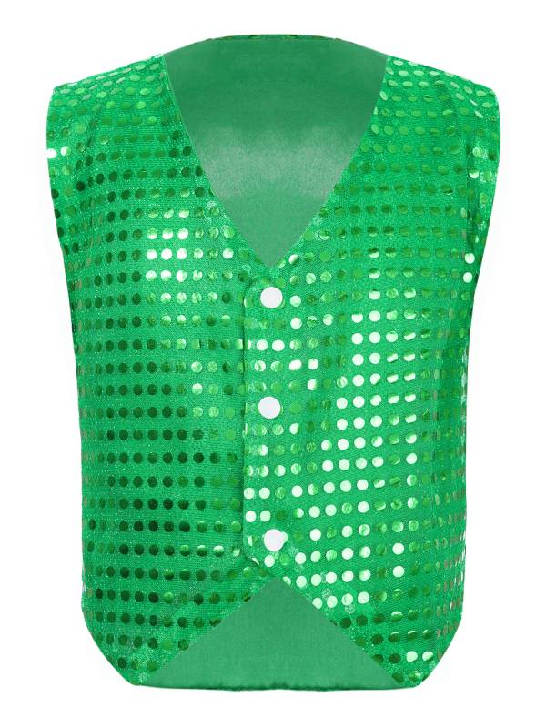 Kids Boys Glittery Sequin Jazz Dance Vest Waistcoat thumb