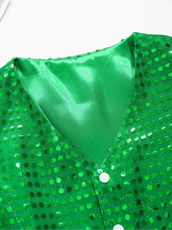 Kids Boys Glittery Sequin Jazz Dance Vest Waistcoat thumb