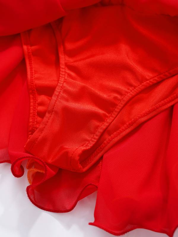 Kids Girls Sleeveless Shiny Rhinestone Ruffle Skating Dance Dress thumb