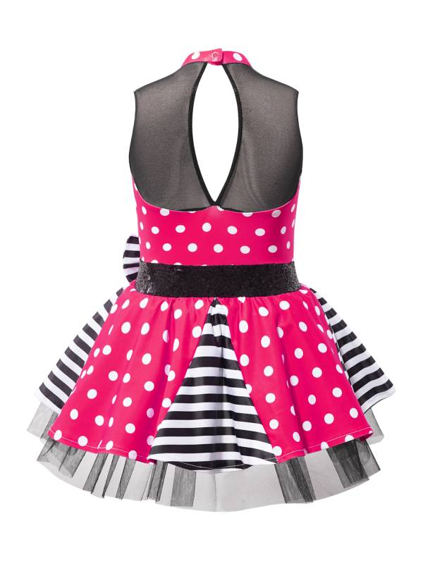 Kids Girls Sleeveless Polka Dots Sequins Bowknot Dance Tutu Dress thumb