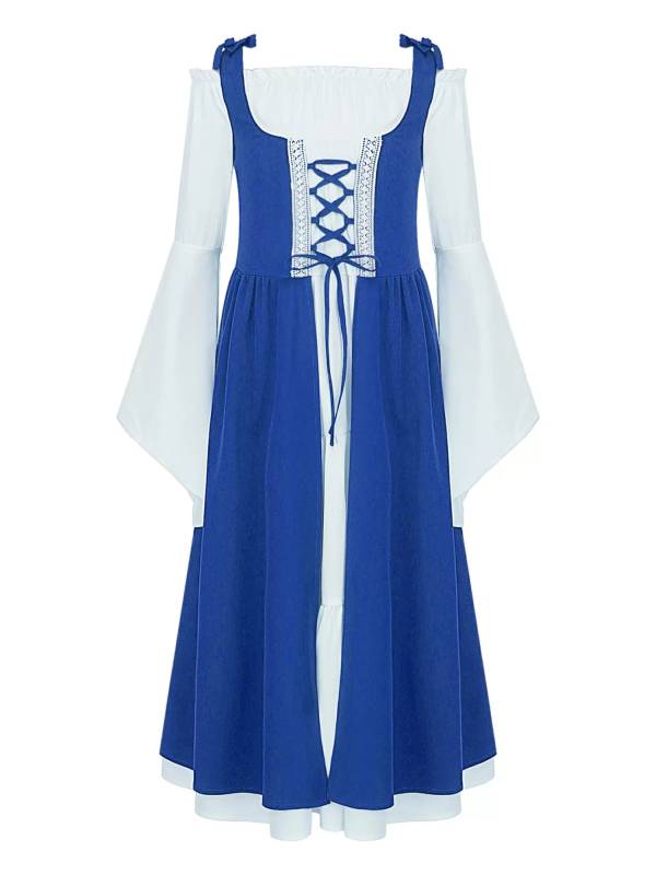 Kids Girls Medieval Renaissance Flare Sleeve Gown Dress thumb