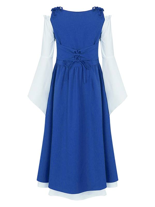 Kids Girls Medieval Renaissance Flare Sleeve Gown Dress thumb
