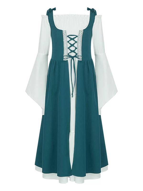 Kids Girls Medieval Renaissance Flare Sleeve Gown Dress thumb