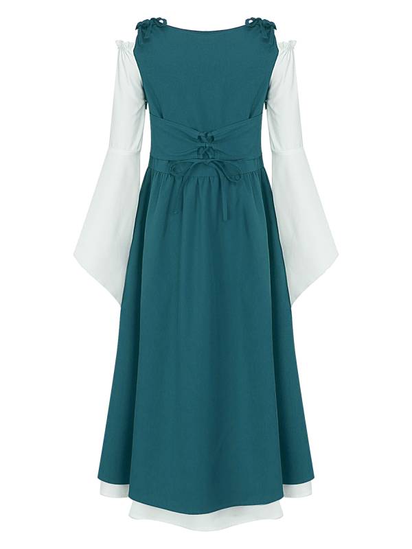 Kids Girls Medieval Renaissance Flare Sleeve Gown Dress thumb