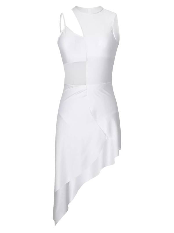 Women Sleeveless Side Slit Jazz Dance Dress thumb