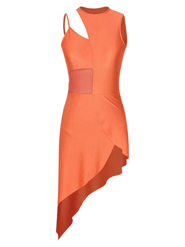 Women Sleeveless Side Slit Jazz Dance Dress thumb