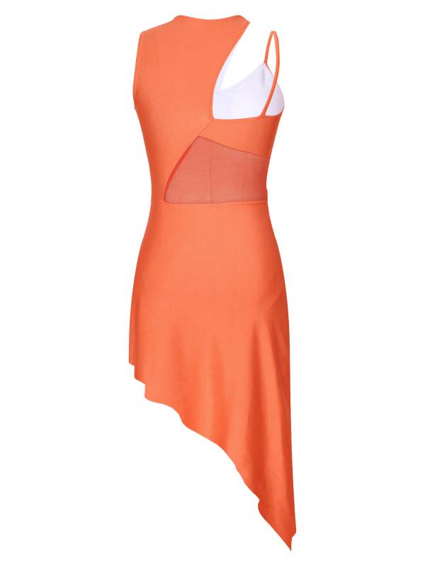 Women Sleeveless Side Slit Jazz Dance Dress thumb