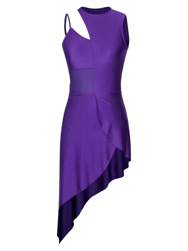 Women Sleeveless Side Slit Jazz Dance Dress thumb