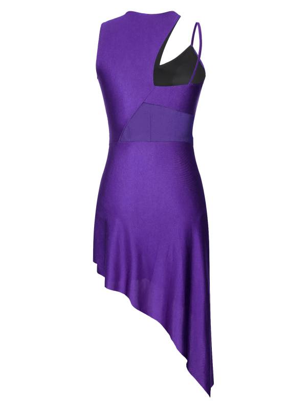 Women Sleeveless Side Slit Jazz Dance Dress thumb
