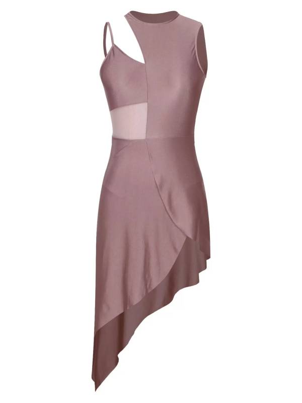 Women Sleeveless Side Slit Jazz Dance Dress thumb