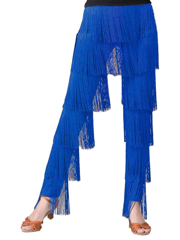 Women Tassel Latin Dance Tango Tiered Fringed Pants thumb
