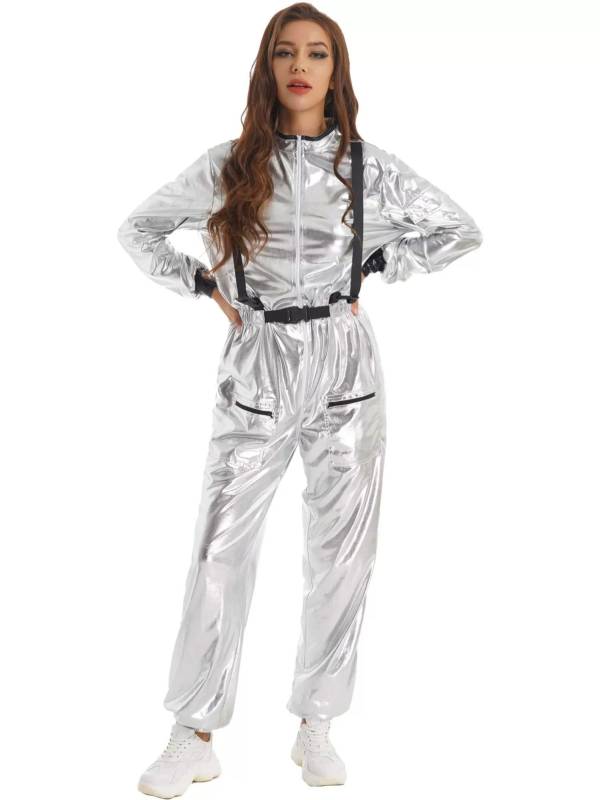 Women Astronaut Role Play Outfit Long Sleeve Jumpsuits thumb