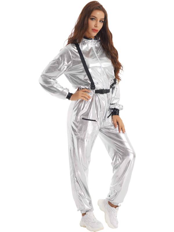 Women Astronaut Role Play Outfit Long Sleeve Jumpsuits thumb