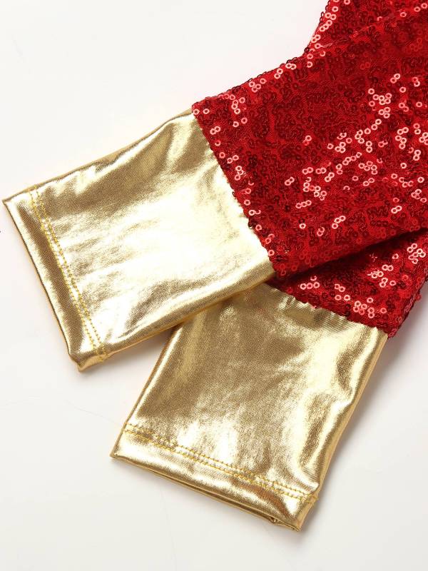 Women Long Sleeve Allover Sequin Circus Ringmaster Cosplay Bodysuit thumb