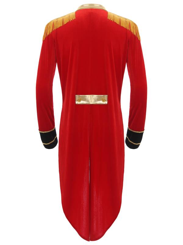 Men Circus Ringmaster Long Sleeve Lapel Showman Velvet Tailcoat thumb