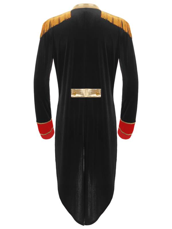 Men Circus Ringmaster Long Sleeve Lapel Showman Velvet Tailcoat thumb