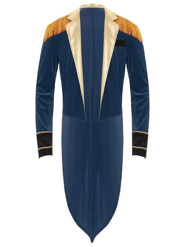 Men Circus Ringmaster Long Sleeve Lapel Showman Velvet Tailcoat thumb