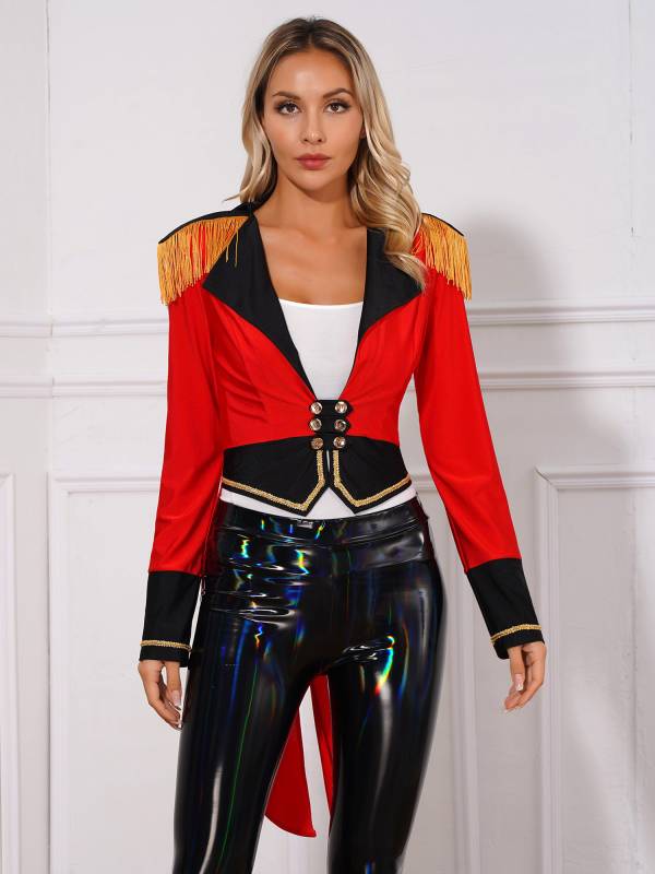 Women  Long Sleeve Color Block Circus Ringmaster Tailcoat thumb