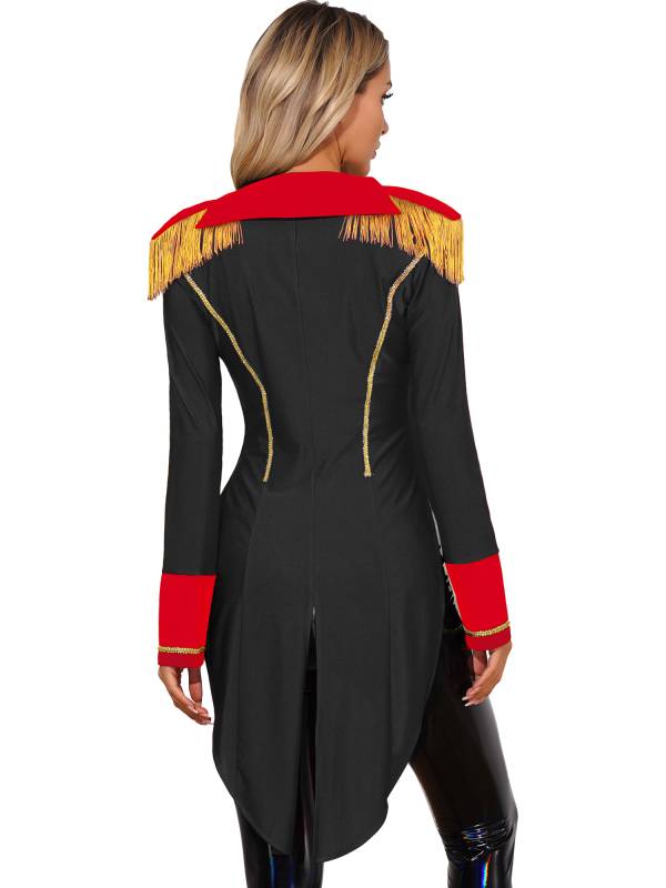 Women  Long Sleeve Color Block Circus Ringmaster Tailcoat thumb