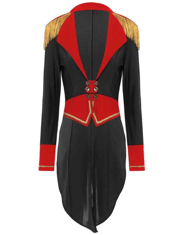 Women  Long Sleeve Color Block Circus Ringmaster Tailcoat thumb