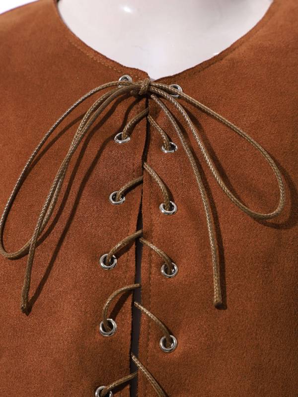 Kids Medieval Renaissance Costume Front Lace-up Pirate Gothic Vest thumb