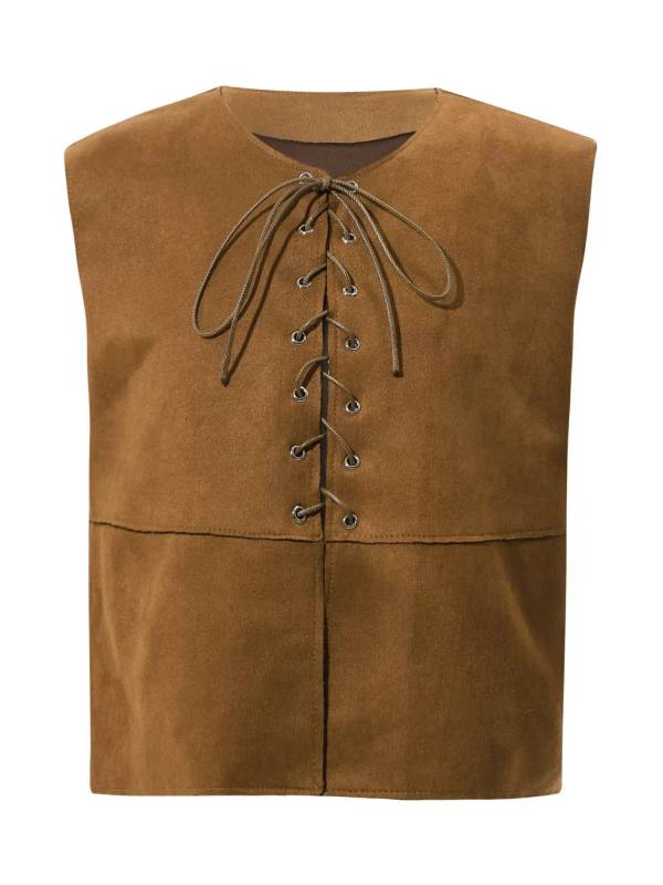 Kids Medieval Renaissance Costume Front Lace-up Pirate Gothic Vest thumb