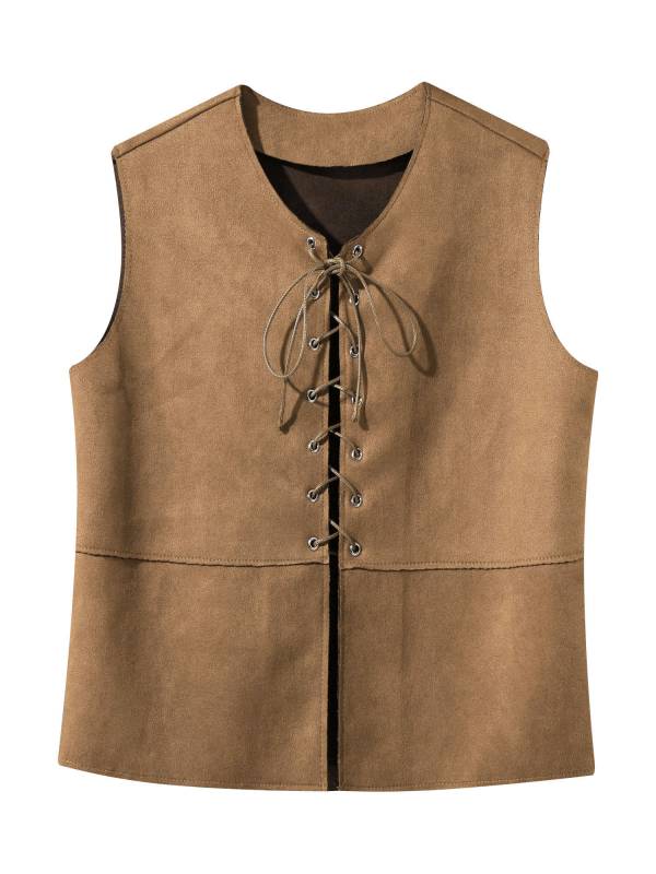 Kids Medieval Renaissance Costume Front Lace-up Pirate Gothic Vest thumb