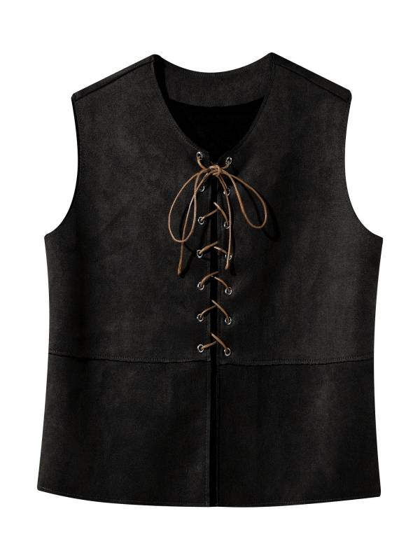 Kids Medieval Renaissance Costume Front Lace-up Pirate Gothic Vest thumb