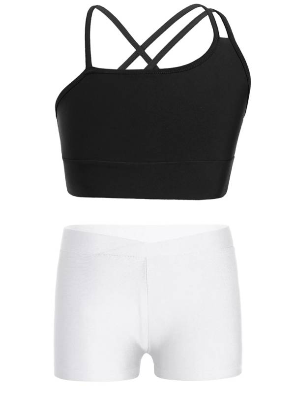 Kids Girls 2Pcs Strappy Crop Top and Shorts Sport Sets thumb