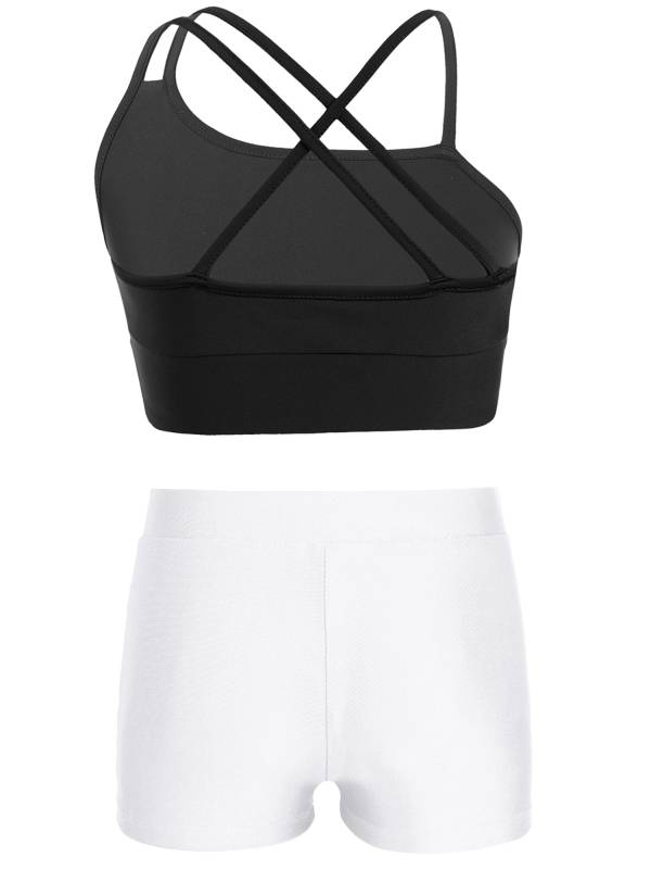 Kids Girls 2Pcs Strappy Crop Top and Shorts Sport Sets thumb