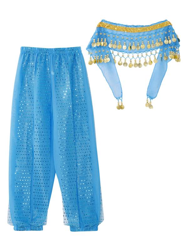 Kids Girls Sequined Chiffon Belly Dance Pants thumb
