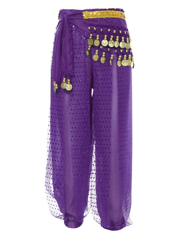 Kids Girls Sequined Chiffon Belly Dance Pants thumb