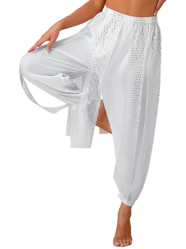 Women Sequined Dots Chiffon Belly Dance Pants thumb