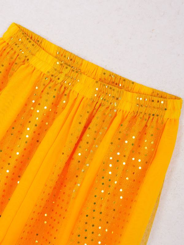 Women Sequined Dots Chiffon Belly Dance Pants thumb