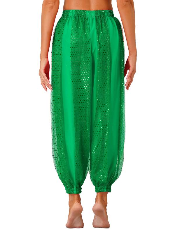 Women Sequined Dots Chiffon Belly Dance Pants thumb