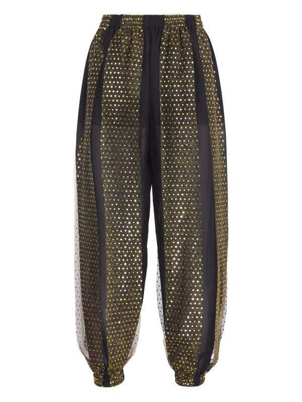 Women Sequined Dots Chiffon Belly Dance Pants thumb