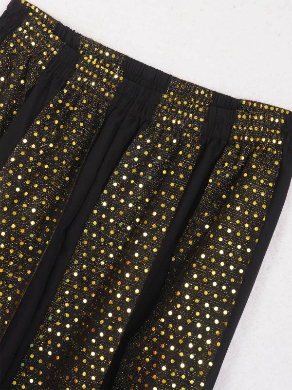 Women Sequined Dots Chiffon Belly Dance Pants thumb