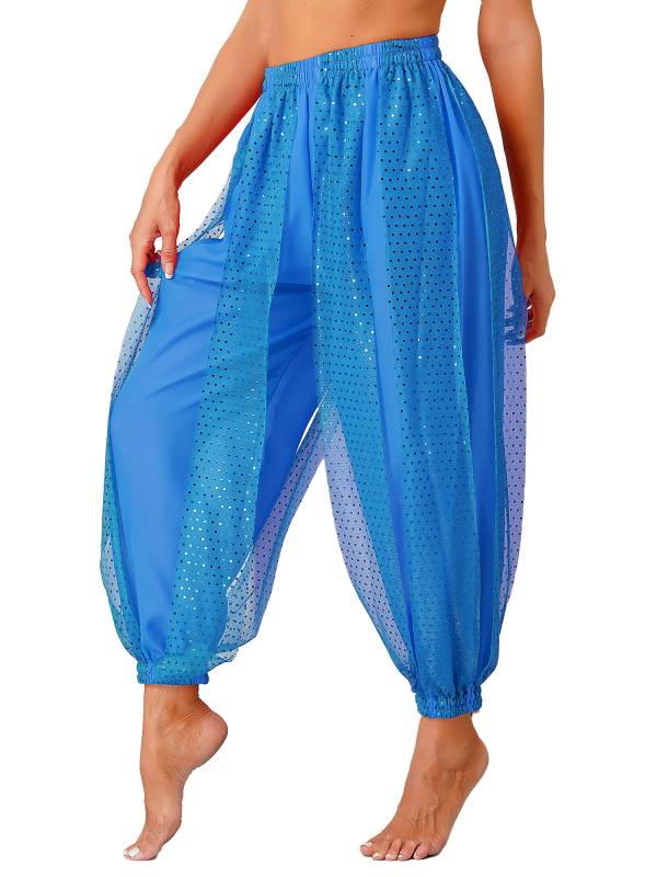 Women Sequined Dots Chiffon Belly Dance Pants thumb
