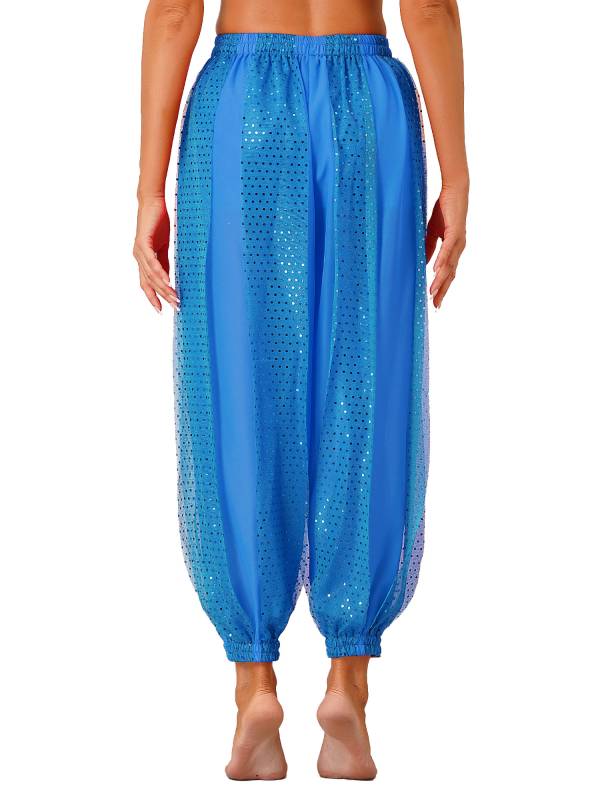 Women Sequined Dots Chiffon Belly Dance Pants thumb
