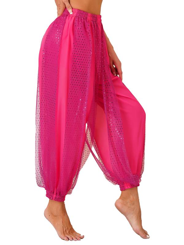 Women Sequined Dots Chiffon Belly Dance Pants thumb