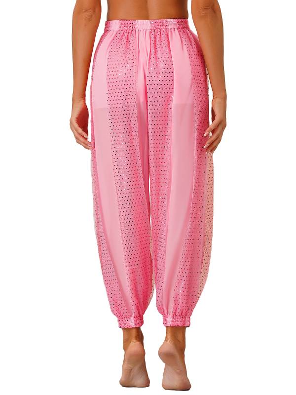 Women Sequined Dots Chiffon Belly Dance Pants thumb
