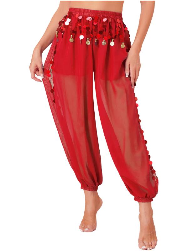 Women Sequins Side Split Belly Dance Bloomers thumb