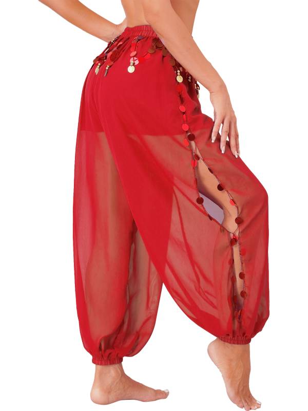 Women Sequins Side Split Belly Dance Bloomers thumb