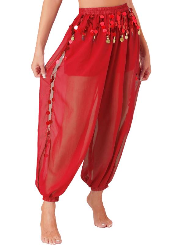 Women Sequins Side Split Belly Dance Bloomers thumb