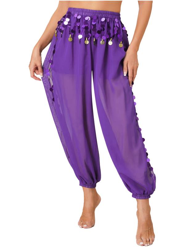 Women Sequins Side Split Belly Dance Bloomers thumb