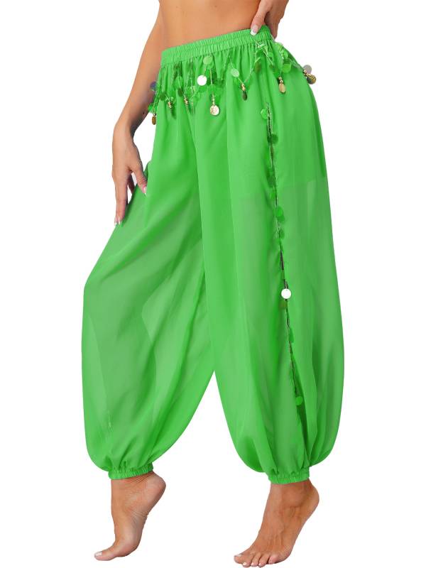 Women Sequins Side Split Belly Dance Bloomers thumb