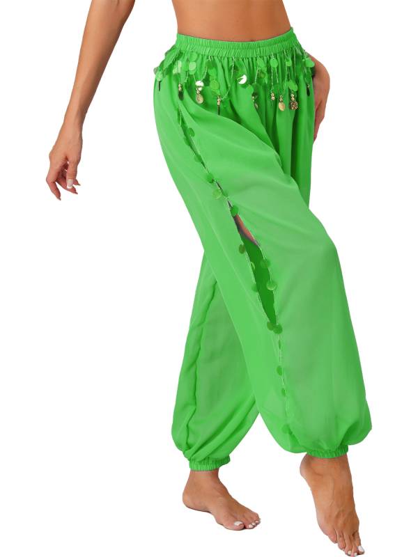 Women Sequins Side Split Belly Dance Bloomers thumb
