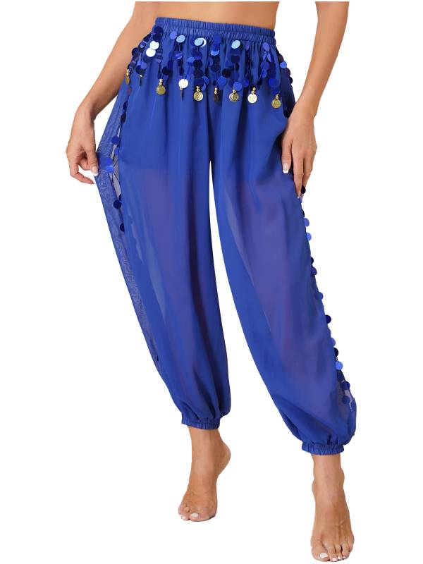 Women Sequins Side Split Belly Dance Bloomers thumb